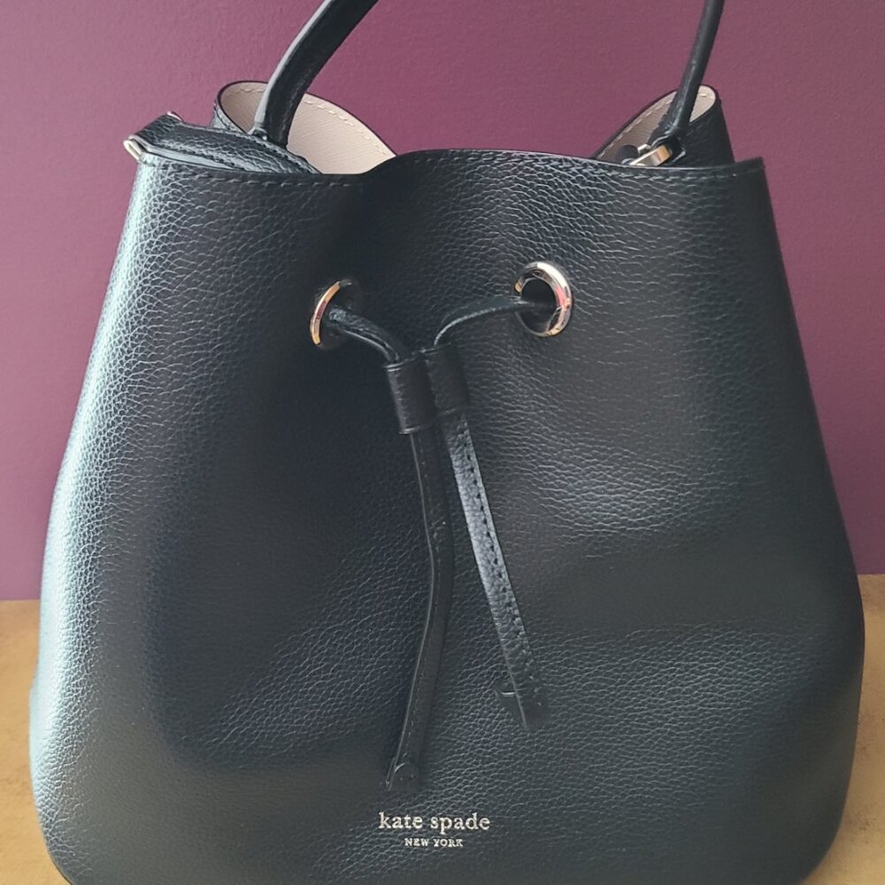 Kate Spade Black Leather Bucket Bag